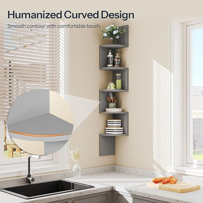 HOOBRO Corner Shelf Wall-Mounted, 5-Tier Bookshelves - Image 5