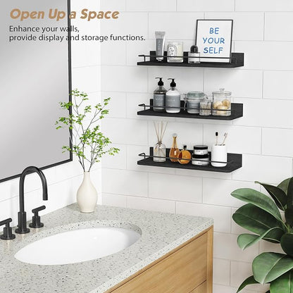 Forbena Black Floating Shelves for Wall, Bahtroom Wall Shelves Over Toilet - Image 5