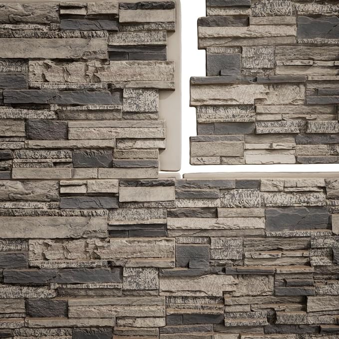 EverStone Cascade Faux Stone Panel, 48 5/8"W x 24 3/4"H x 1 1/4"D, Urban Color - Image 9
