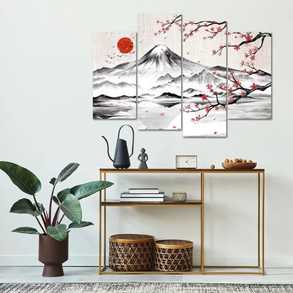 LyerArtork 4 Panel Japanese Ink Painting Wall Art Mount Fuji - Image 4