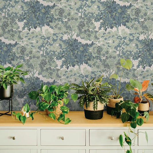 Tempaper Textured Green Canopy Toile Faux Grasscloth Removable Peel and Stick - Image 2