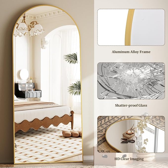 Dewfig Arched Full Length Mirror, Oversized Full Body Mirrors - Image 8