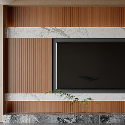 Yutianli PVC Slat Wall Panel Peel and Stick 118"x 15.7" Faux Wood Slat Panel - Image 5