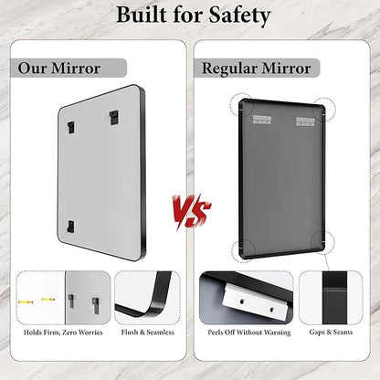 60X30 Inch Black Metal Framed Bathroom Mirror - Image 6