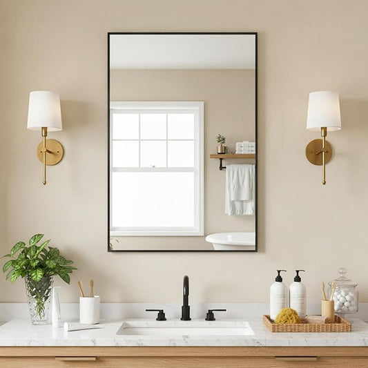 FICTOR Bathroom Vanity Mirror-Black, 30x20 Inch, Shatterproof & Anti-Rust by FICTOR
