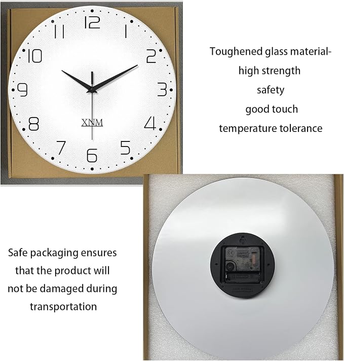 XNM Big Minimalist Glass Wall Clocks Battery Operated 16 Inch White Modren Wall - Image 7