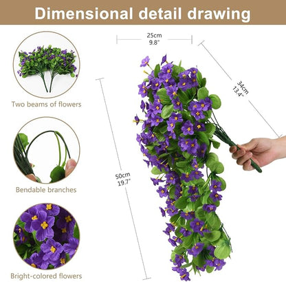ZFProcess 2PCS Artificial Hanging Flowers, Fake Hanging Plants Violet Vines UV - Image 6