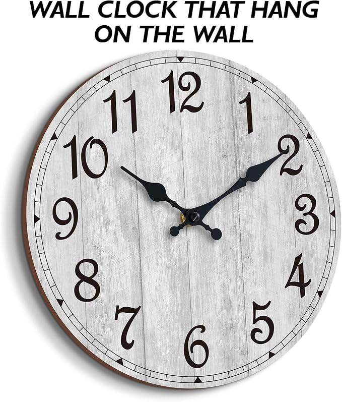 Wall Clock, Rustic Wall Clocks Battery Operated Silent Non Ticking, Country - Image 6