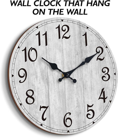Wall Clock, Rustic Wall Clocks Battery Operated Silent Non Ticking, Country - Image 6