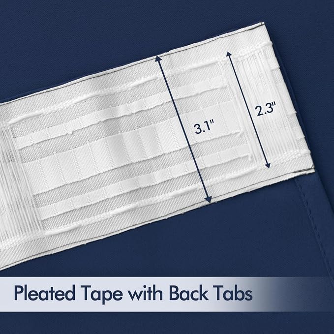 MIULEE Navy Blue Back Tab Blackout Curtains 120 Inch Long 2 Panels Set - Image 4