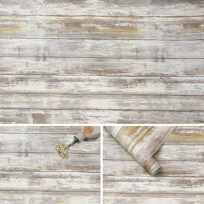 Arthome 11x100'' Gray Rustic Wood Contact Paper Peel and Stick Self-Adhesive by ArthomeWALLDECOR