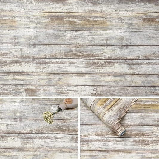 Arthome 11x100'' Gray Rustic Wood Contact Paper Peel and Stick Self-Adhesive by ArthomeWALLDECOR