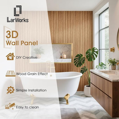 WPC Slat Wall Panels 8 Pack 96" x 6.6", Waterproof Fluted Wall Paneling - Image 2