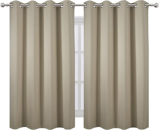 LEMOMO Blackout Curtains 52 x 45 inch/Beige Curtains Set of 2 Panels/Thermal - Image 2