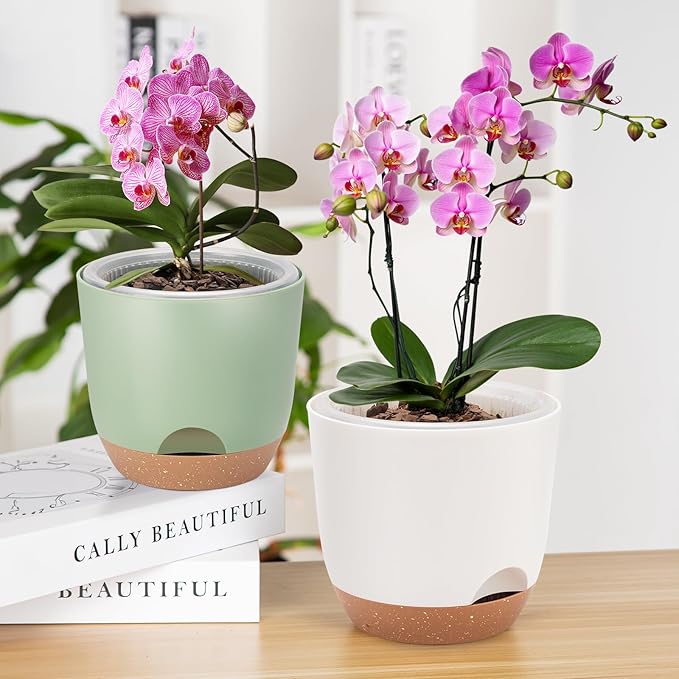 7.2 Inch Self Watering Orchid Pots for Indoor Plants,Macetas para Orqudeas,Flower Pots for Indoor Plants with Holes(White)