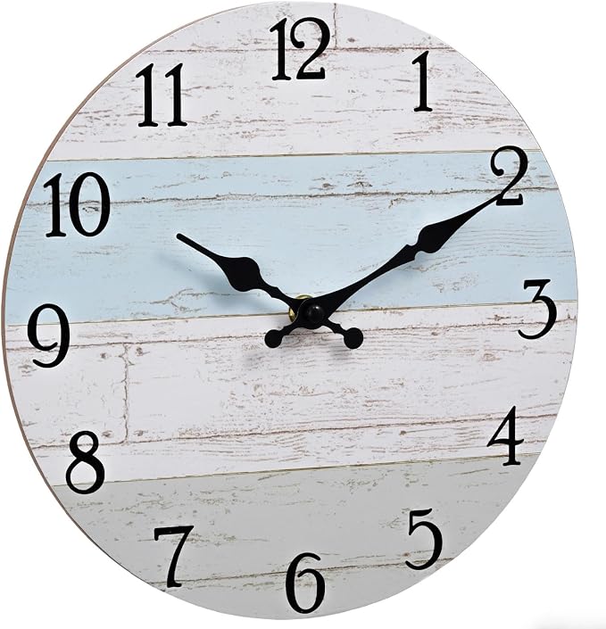 KECYET Wall Clock 14 Inch Silent Non-Ticking Coastal Beach Style Wall Clocks - Image 7