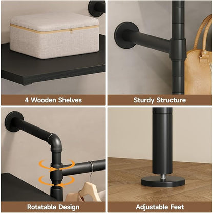 ONBRILL T2 Wall Mounted Industrial Pipe Clothing Rack, Closet Organizers and - Image 8