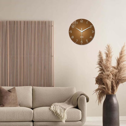 XNM Brown Wall Clock for Bedroom Glass Small Wall Clocks Battery Operated 12 - Image 2