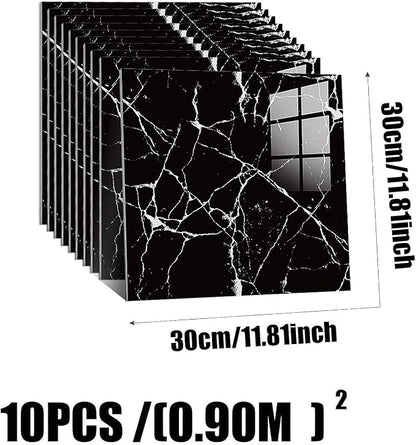 10pcs Peel and Stick Tile Shower Waterproof Marble Tiles Wall Panels, - Image 3