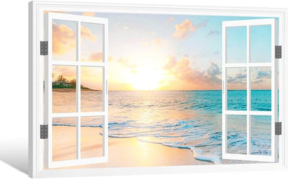 Goldfoilart Ocean Beach Sunset Canvas Wall Art - Image 6