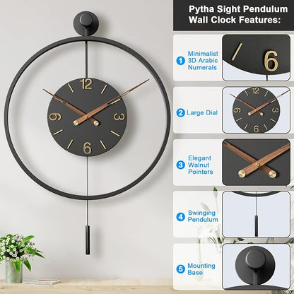 34.6×24 Inch Large Modern Decorative Oversized Pendulum Wall Clocks - Image 2