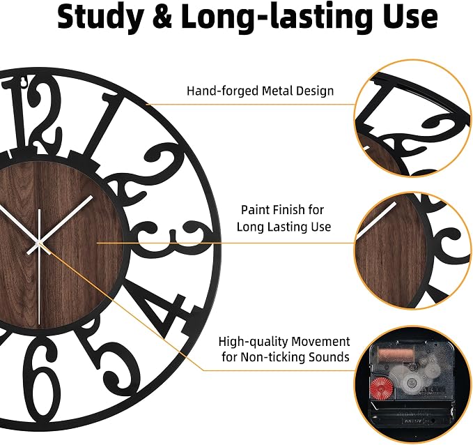 20'' Silent Wall Clock with Adjustable Night Light, Glow in The Dark Decorative - Image 6