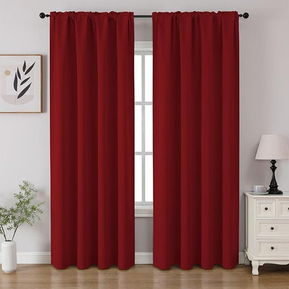 CUCRAF Red Blackout Curtains 84 inch Length 2 Panels Set, Rod Pocket Room by CUCRAF