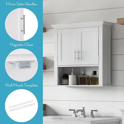 RiverRidge Somerset Two-Door Bathroom and Laundry Wall Mount Storage Medicine - Image 6