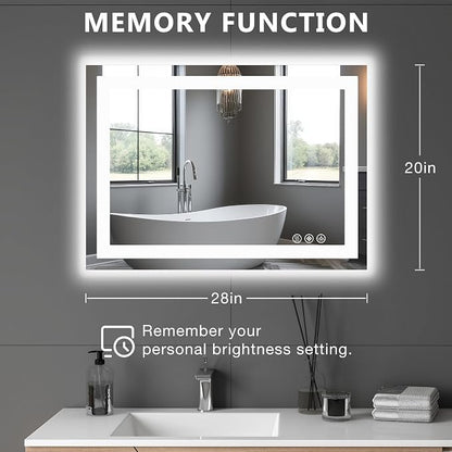 DUMOS 20.1"x28.1" LED Bathroom Mirror, Smart Anti-Fog Bathroom Vanity Mirror - Image 2