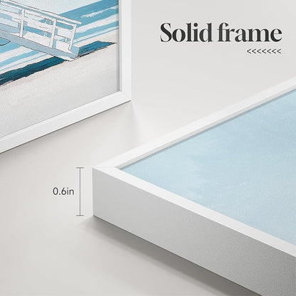 Framed Blue Coastal Beach Wall Art - Image 5