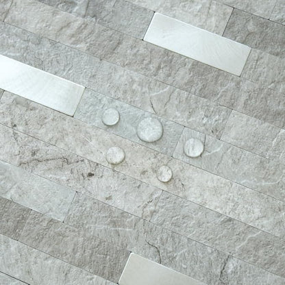 AULIGET 20 Sheets Mountain Rock Peel and Stick Backsplash, PVC Mixed Metal Gold - Image 3