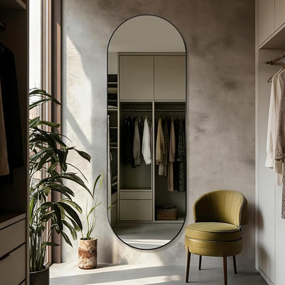 Oval Full Length Mirror, Ultra-Clear Explosion-Proof Dressing Mirror, Simple by TheiaMo