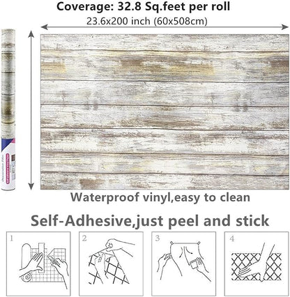 Arthome 23.6x200'' Gray Rustic Wood Contact Paper Peel and Stick Self-Adhesive - Image 7