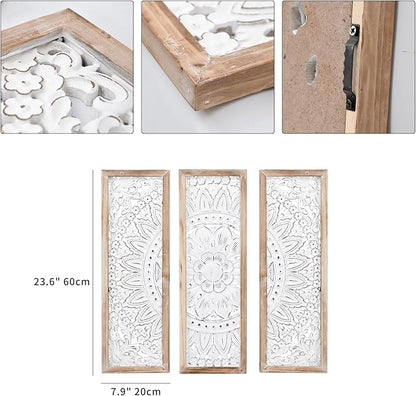 SwallowLiving 3D Layered Mandala Wood Wall Art Set of 3 – 23.6" Large Sacred - Image 2