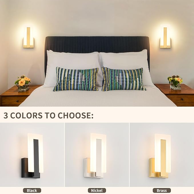 Joosenhouse Modern LED Wall Sconce Set of 2, Dimmable Hardwired Bathroom Vanity - Image 4