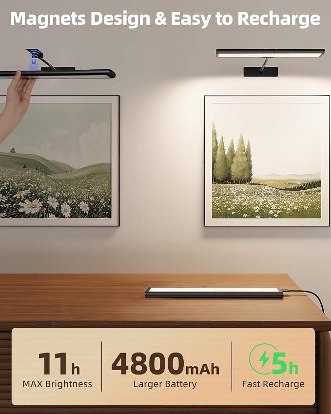 EZVALO Picture Light for Wall, 4800mAh Rechargeable Wireless Remote Battery - Image 3