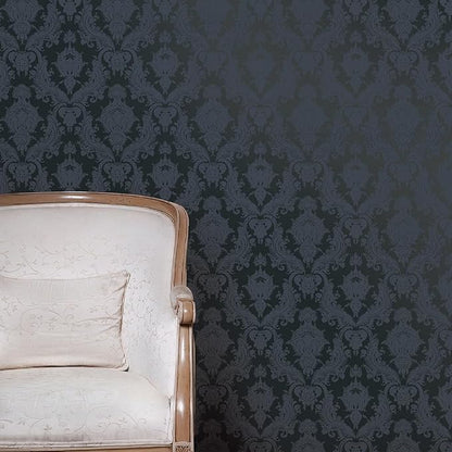Tempaper Textured Black Damsel Removable Peel and Stick Damask Wallpaper - Image 7
