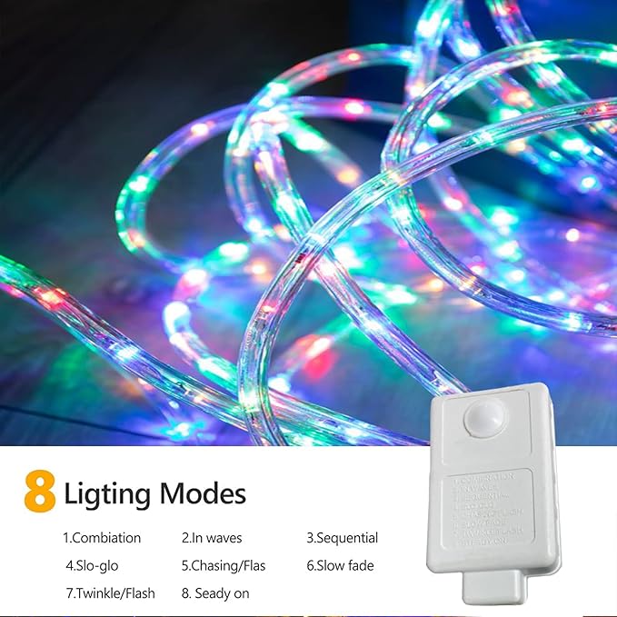150ft LED Rope Lights Outdoor, 1080 LED Connectable and Flexible Tube Lights with 8 Modes, Waterproof LED Rope Lighting for Garden, Patio, Bedroom, Party, Pool, Indoor Outdoor Decoration (Multicolor)