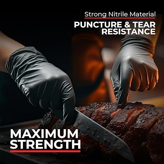 Heavy Duty 6 Mil Black Nitrile Gloves - Disposable, Latex & Powder Free | Mechanic, Food Prep & Tattoo | Rubber Gloves for Cooking, Cleaning & Household |Bulk Case of (1000)