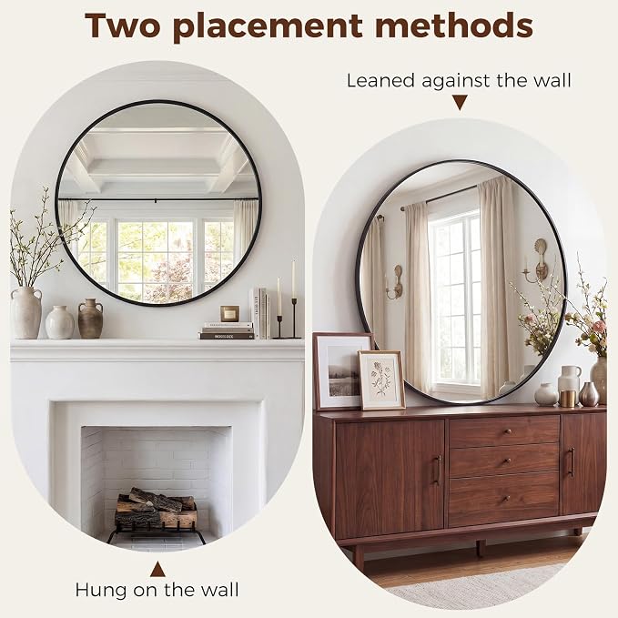 NEWBULIG 24 Inch Round Wall Mirror, Bathroom Mirror - Image 5