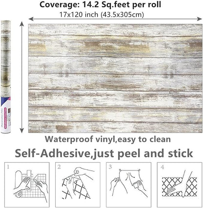 Arthome 11x100'' Gray Rustic Wood Contact Paper Peel and Stick Self-Adhesive - Image 7