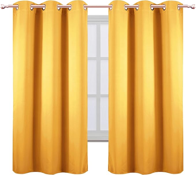 LEMOMO Yellow Blackout Curtains 34 x 63 Inch Length/Set of 2 Curtain - Image 2