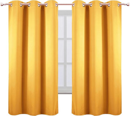 LEMOMO Yellow Blackout Curtains 40 x 63 Inch Length/Set of 2 Curtain - Image 2