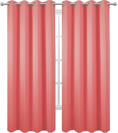 LEMOMO Blackout Curtains 52 x 95 inch/Coral Curtains Set of 2 Panels/Thermal - Image 2