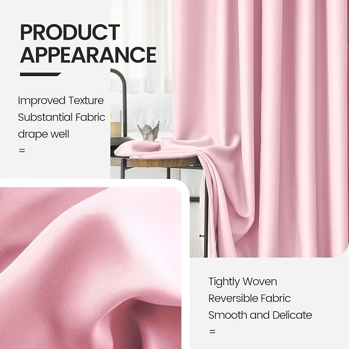 Baby Girl Pink Bedroom Decor Curtains 2 Panels Set - Image 4