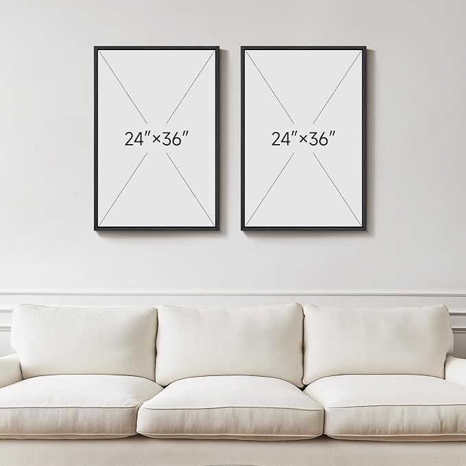 Large Framed Neutral Abstract Wall Art, 2 Piece Modern Canvas Prints Paintings - Image 3
