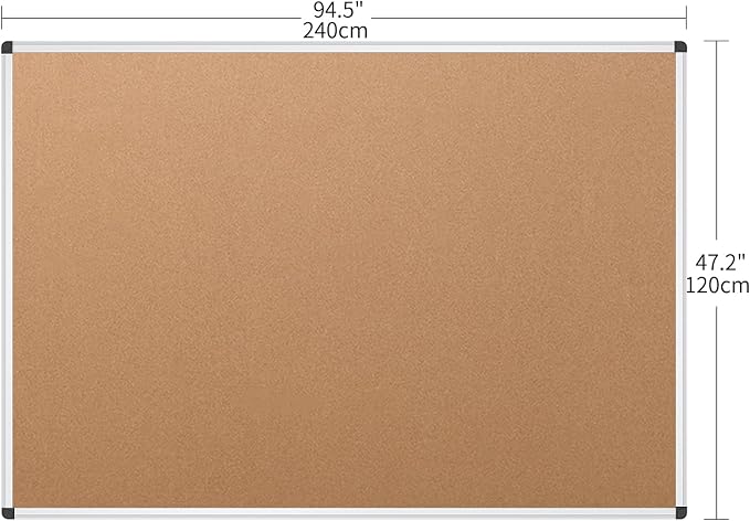 VIZ-PRO Large Cork Bulletin Board, 96 X 48 Inches, Wall-Mounted Corkboard - Image 2