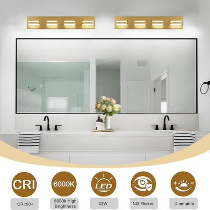 IZORRO LED Modern Bathroom Lights Fixtures, Brushed Glod Acrylic Wall Lighting - Image 4