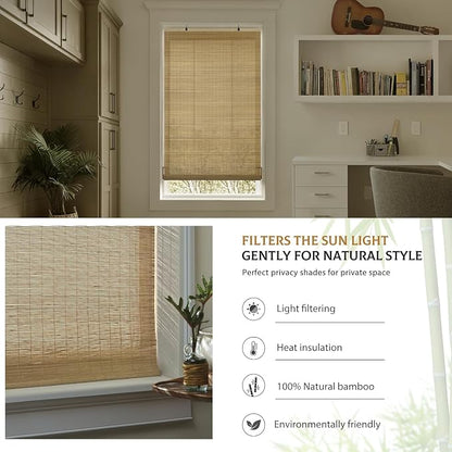 LazBlinds Cordless Bamboo Roll Up Shades - Image 4