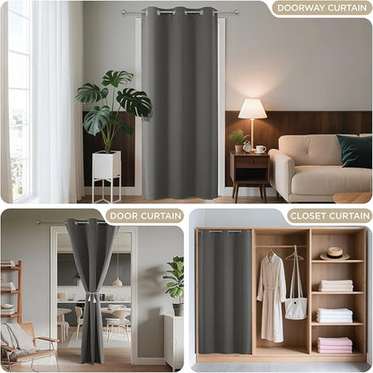 Joydeco Blackout Door Curtain for Doorway Privacy 90 Inches Long, Grommet - Image 4